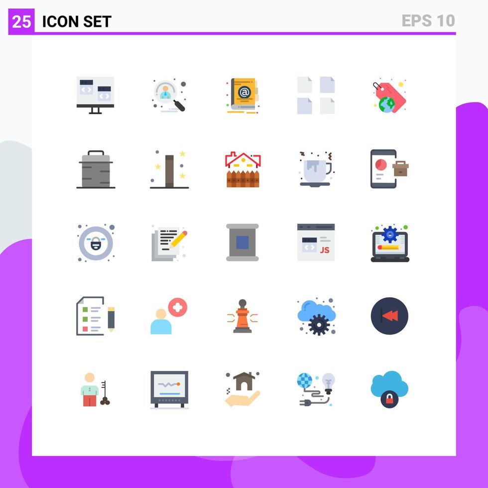 pacote de interface do usuário de 25 cores planas básicas de arquivos de recrutamento múltiplo de plástico elementos de design de vetores editáveis de escritório