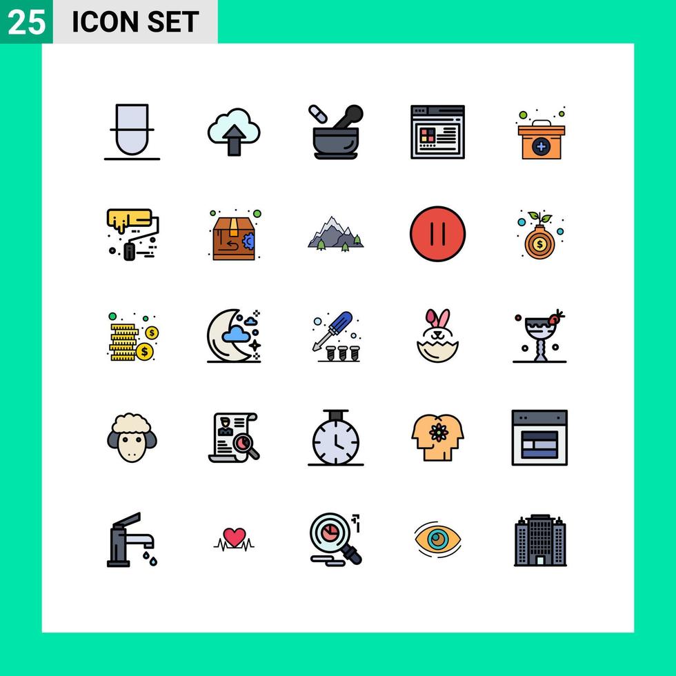 25 ícones criativos sinais modernos e símbolos do site médico hospital web internet elementos de design de vetores editáveis