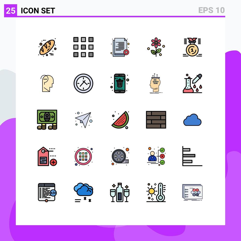 pacote de 25 cores planas de linha preenchida criativa do prêmio número de páscoa recrutamento de flores elementos de design de vetores editáveis