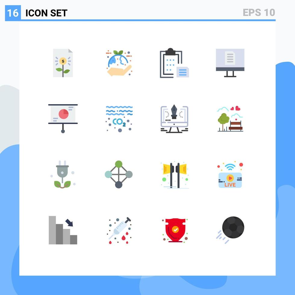 16 símbolos universais de sinais de cores planas de interface de pasta de mão de computador de escritório pacote editável de elementos de design de vetores criativos