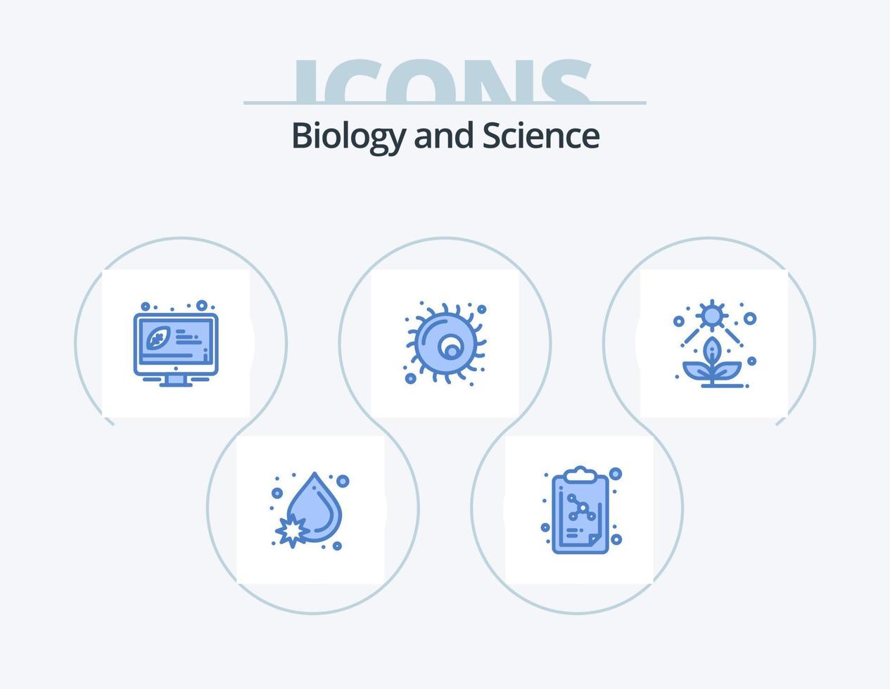 design de ícones do pacote de 5 ícones azuis de biologia. plantar. direto. ecologia. plantar. biologia vetor