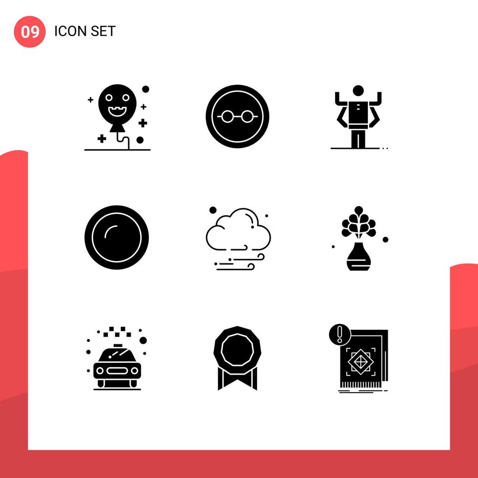 9 conceito de glifo sólido para sites móveis e aplicativos em nuvem para uso doméstico, utensílios de prato, elementos de design vetorial editáveis vetor