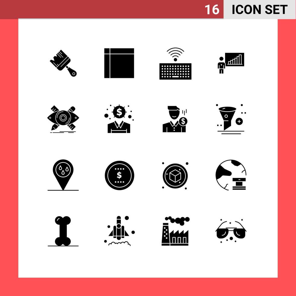 conjunto de 16 sinais de símbolos de ícones de interface do usuário modernos para esforços de design gráfico gráfico de casa elementos de design de vetores editáveis