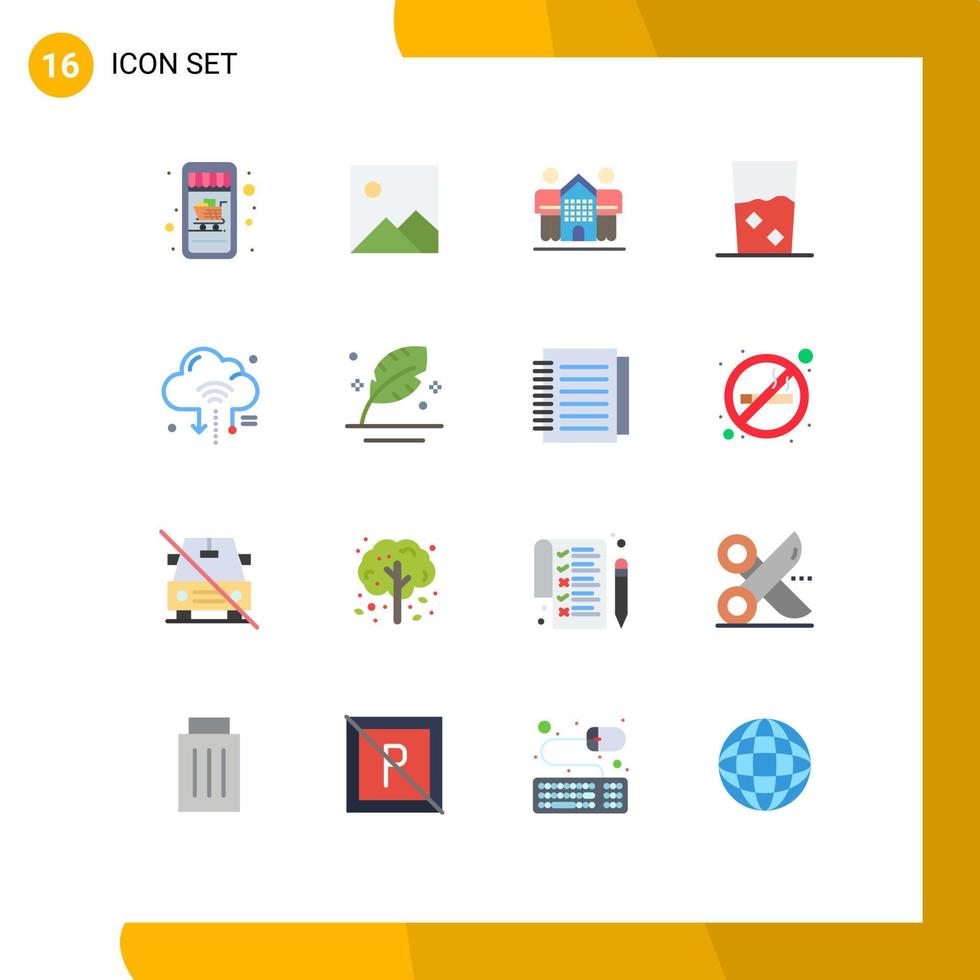 conjunto moderno de 16 cores planas e símbolos, como conjunto de cozinha de amigos iot, pacote editável de elementos de design de vetores criativos