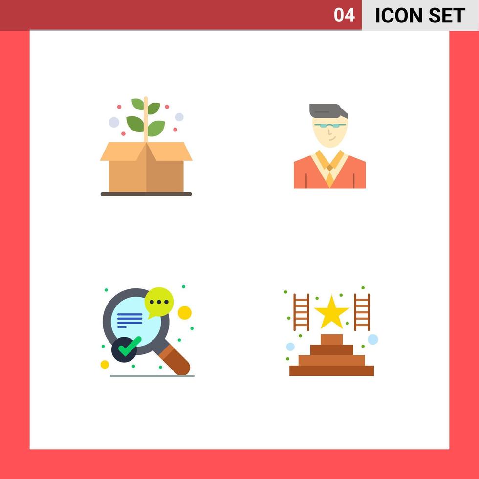 4 pacote de ícones planos de interface de usuário de sinais e símbolos modernos do sucesso do dia da terra homem estudante escalar elementos de design de vetores editáveis