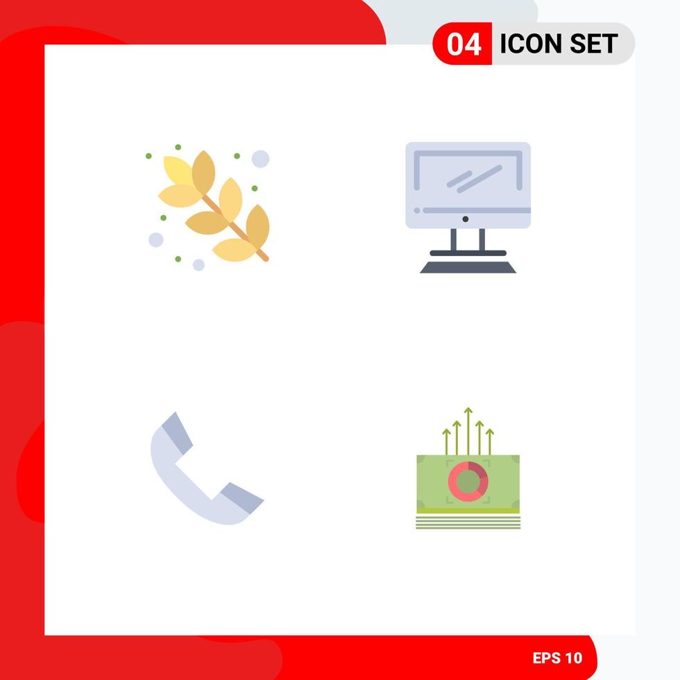 conjunto de ícones planos de interface móvel de 4 pictogramas de elementos de design de vetores editáveis de telefone, computador, imac, telefone