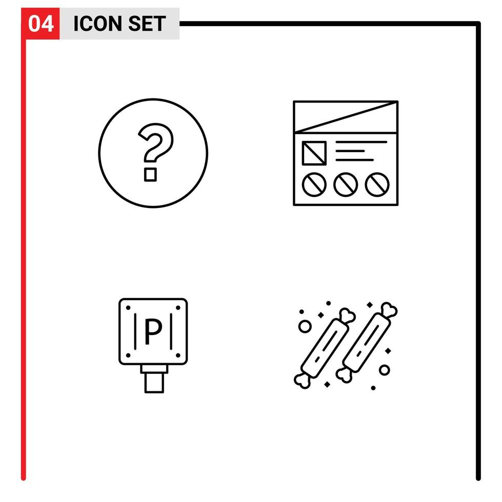 grupo de símbolos de ícone universal de 4 cores planas de linha preenchida modernas de elementos de design de vetores editáveis de hotel de interface de usuário do círculo