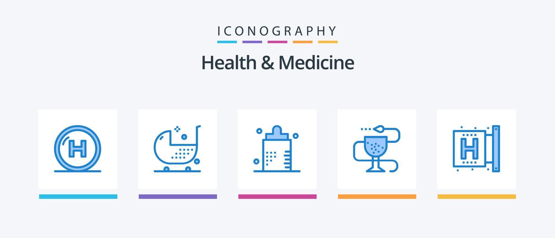 pacote de ícones azul 5 de saúde e medicina, incluindo saúde. doença. fitness. forma. doença. design de ícones criativos vetor