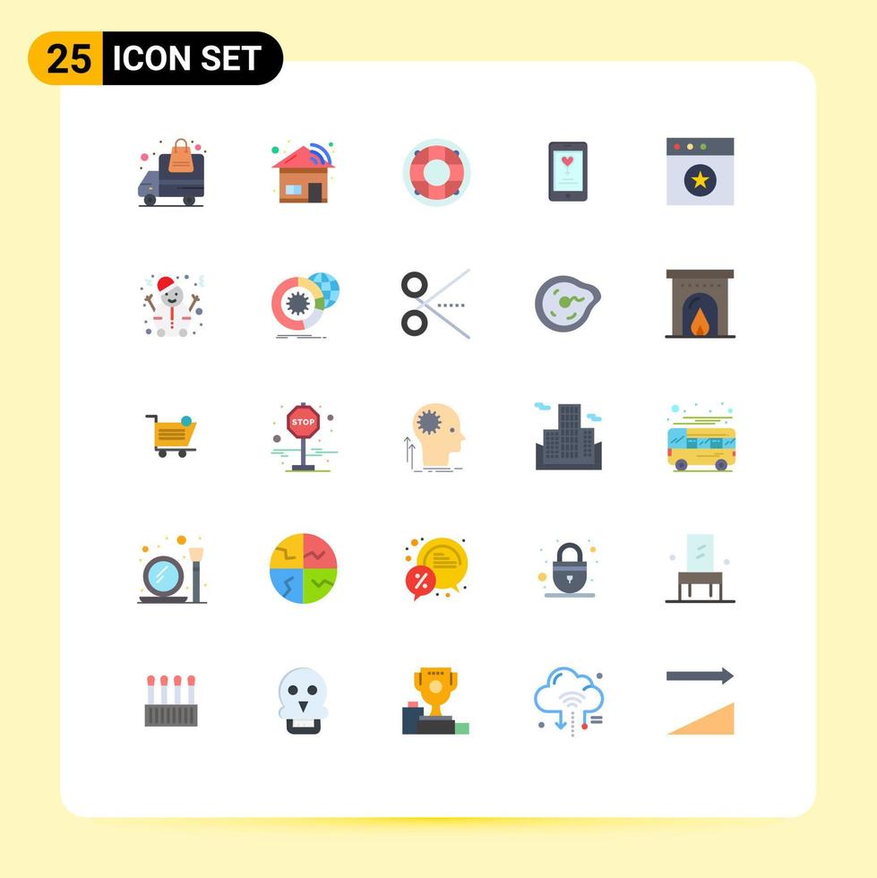 grupo de símbolos de ícone universal de 25 cores planas modernas de elementos de design de vetores editáveis de aplicativo de amor de vida amante favorito