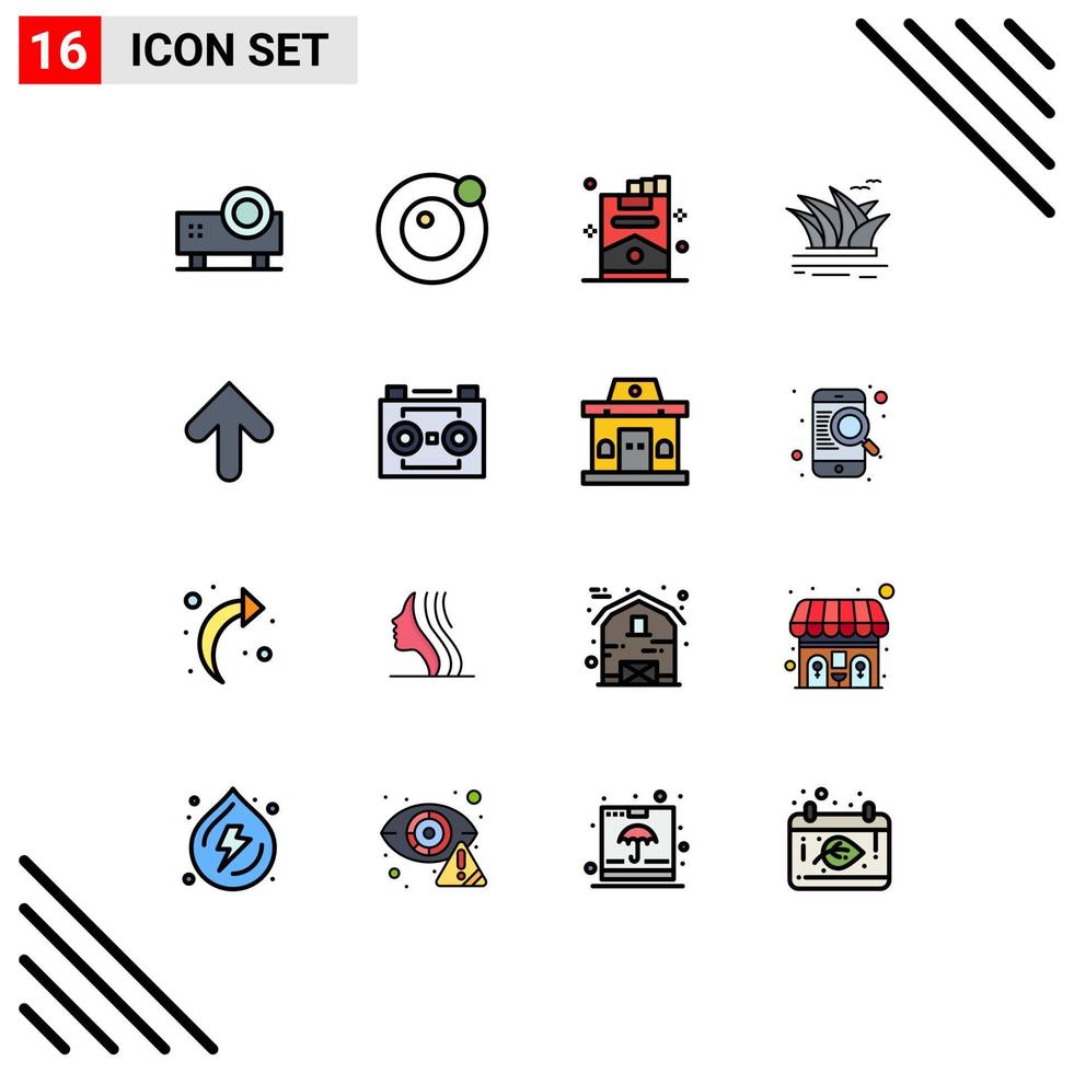 16 ícones criativos sinais e símbolos modernos de conjuntos de cidades de porto de charutos de ópera de seta elementos de design de vetores criativos editáveis