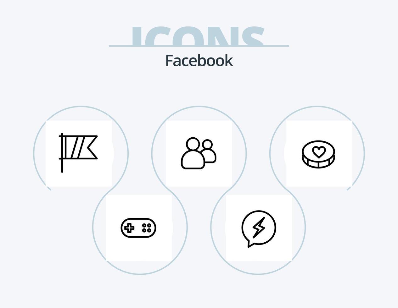 pacote de ícones de linha do facebook 5 design de ícones. sinal. sentimento. bola de golfe. desmaiar. emoji vetor