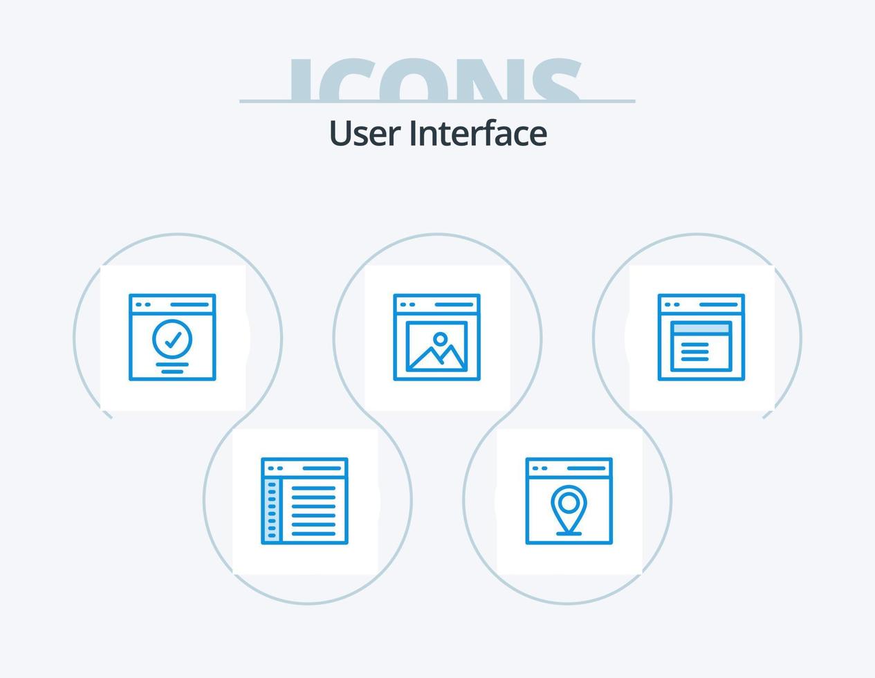 interface do usuário azul icon pack 5 design de ícone. interface. comunicação. do utilizador. do utilizador. mensagem vetor