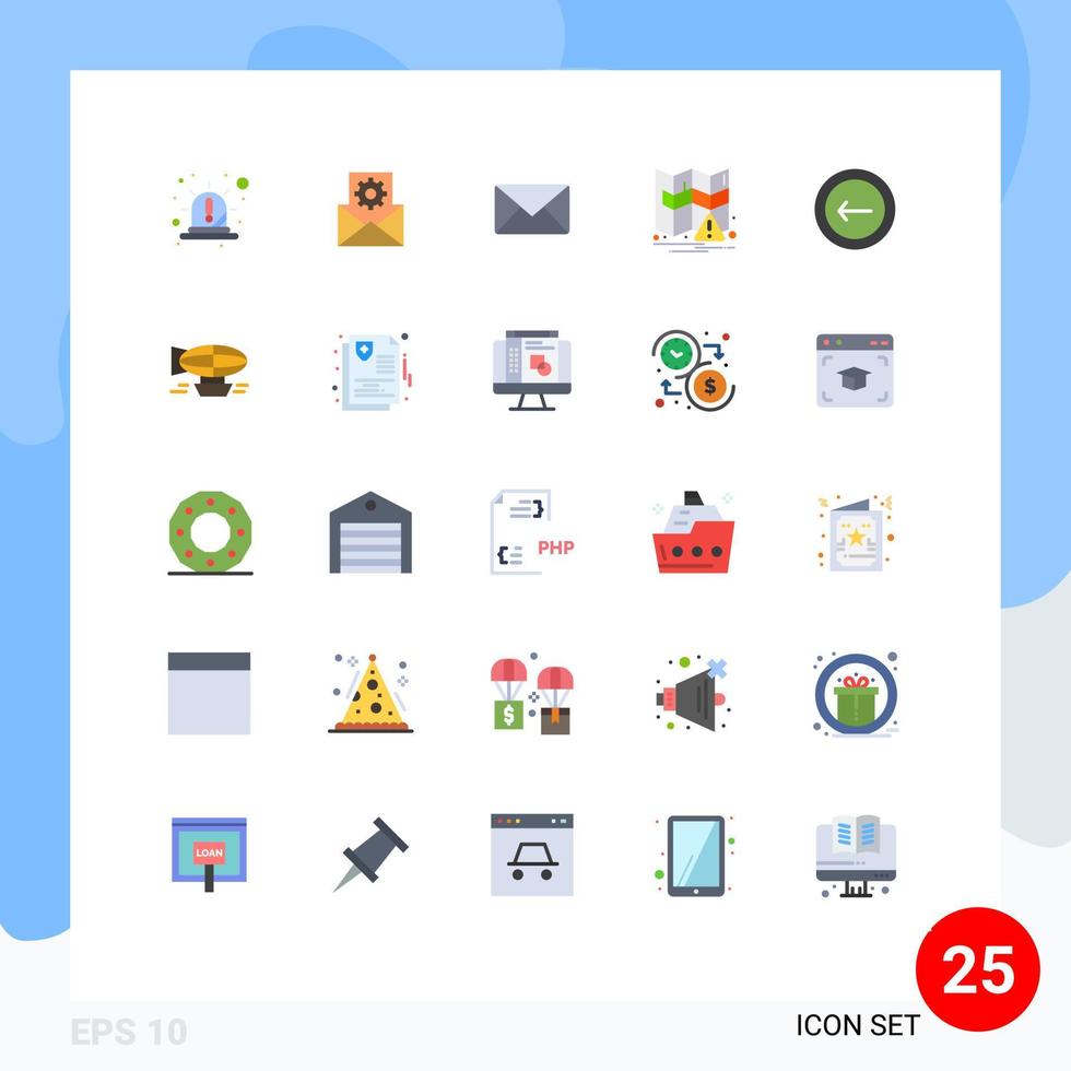pacote de 25 cores planas criativas de integração de notificação traseira navegação sms elementos de design de vetores editáveis