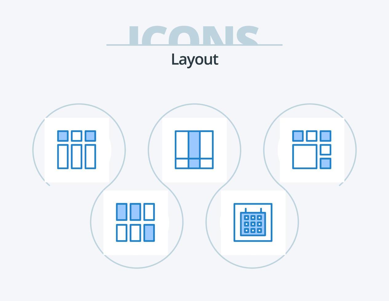 design de ícones do pacote de ícones azuis de layout 5. . . edição. wireframe. calendário vetor