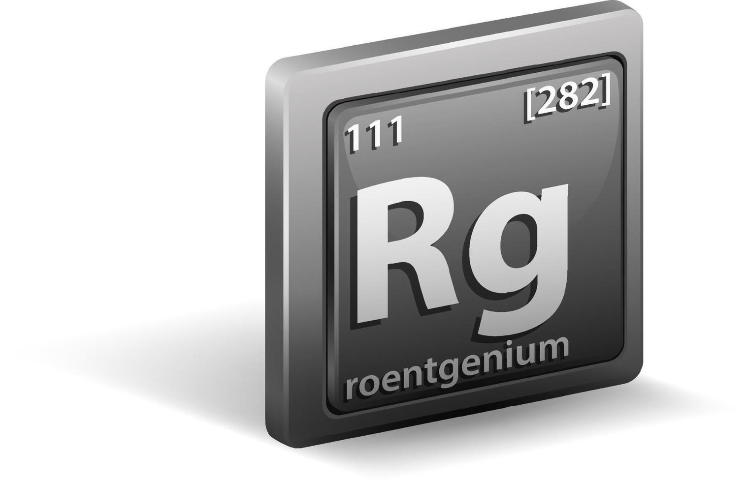 elemento químico roentgênio. símbolo químico com número atômico e massa atômica. vetor