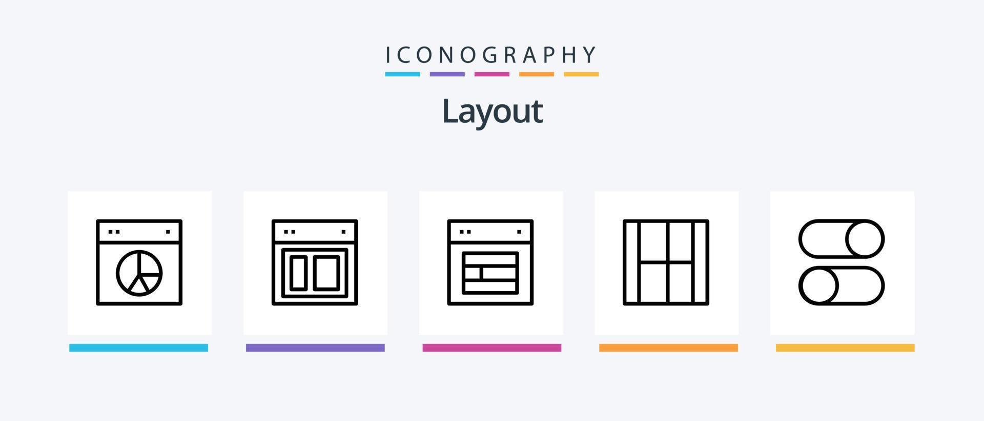 pacote de ícones de linha 5 de layout, incluindo seta. angular. ui. ui. layout. design de ícones criativos vetor