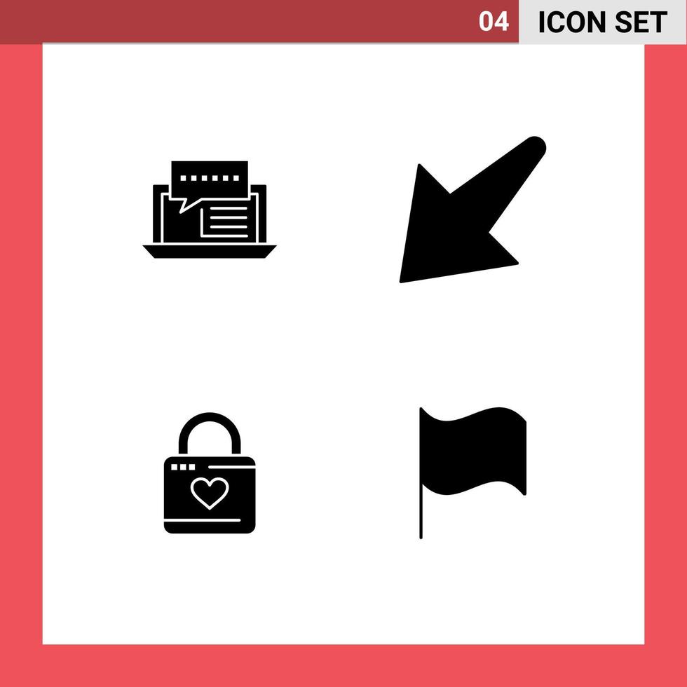 conjunto de 4 sinais de símbolos de ícones de interface do usuário modernos para consultoria de elementos de design de vetores editáveis de seta de bloqueio de internet