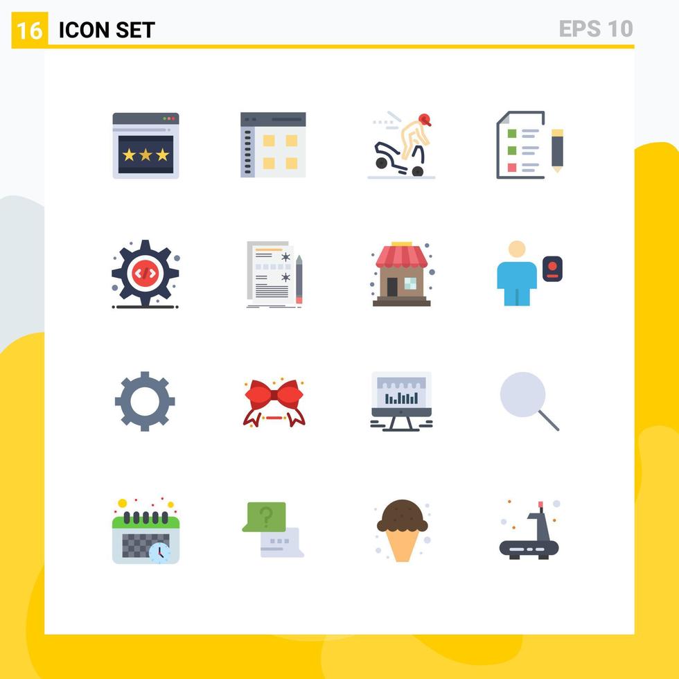 16 ícones criativos sinais e símbolos modernos de html ciência acidente educação escolar pacote editável de elementos de design de vetores criativos