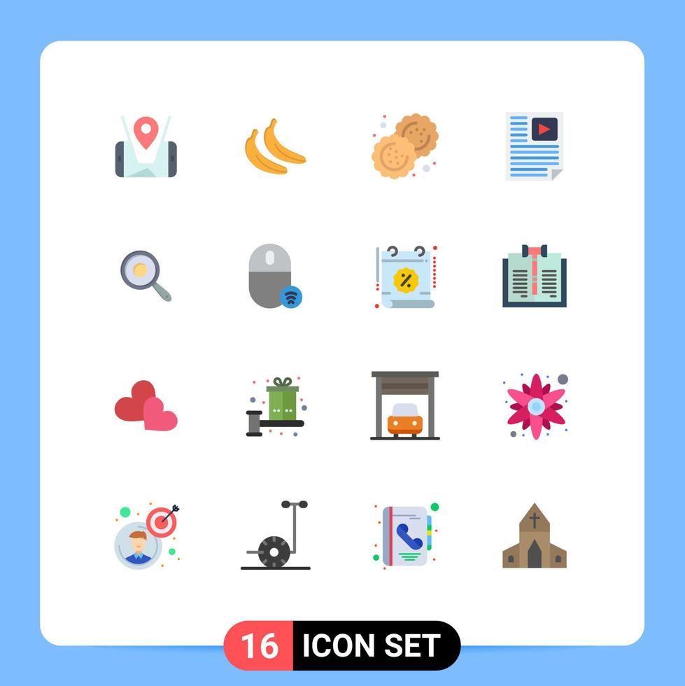 pacote de interface do usuário de 16 cores planas básicas de página de relatório de biscoito de vídeo de fritura pacote editável de elementos de design de vetores criativos