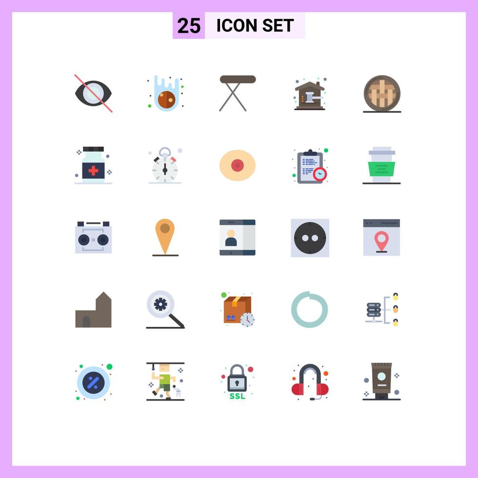 conjunto de 25 sinais de símbolos de ícones de interface do usuário modernos para jantar de férias, tribunal de casa de ferro, elementos de design de vetores editáveis