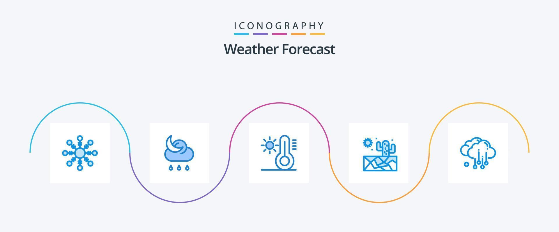 pacote de ícones do tempo azul 5, incluindo . clima. sol. chuva. clima vetor