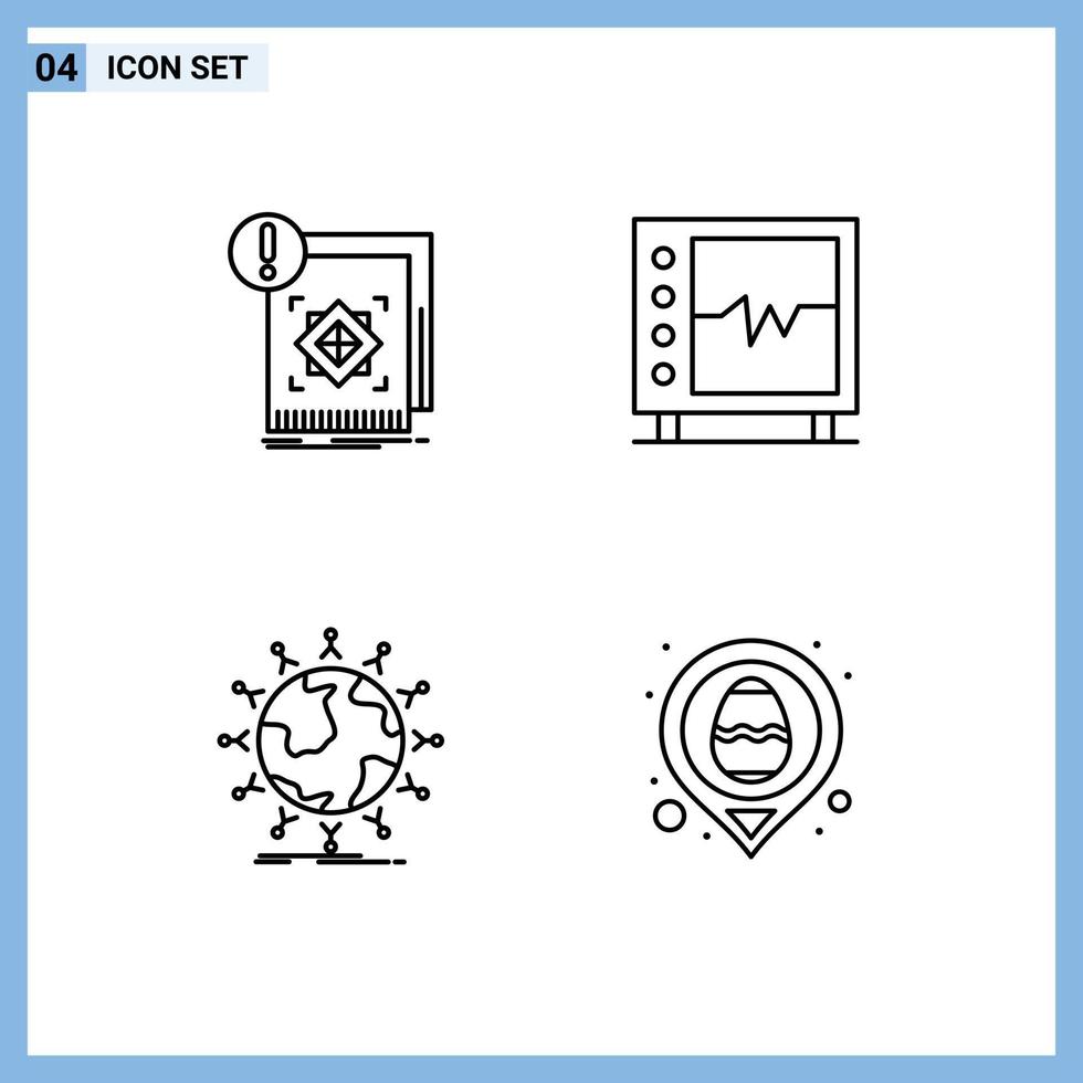 grupo de 4 sinais e símbolos de cores planas de linha preenchida