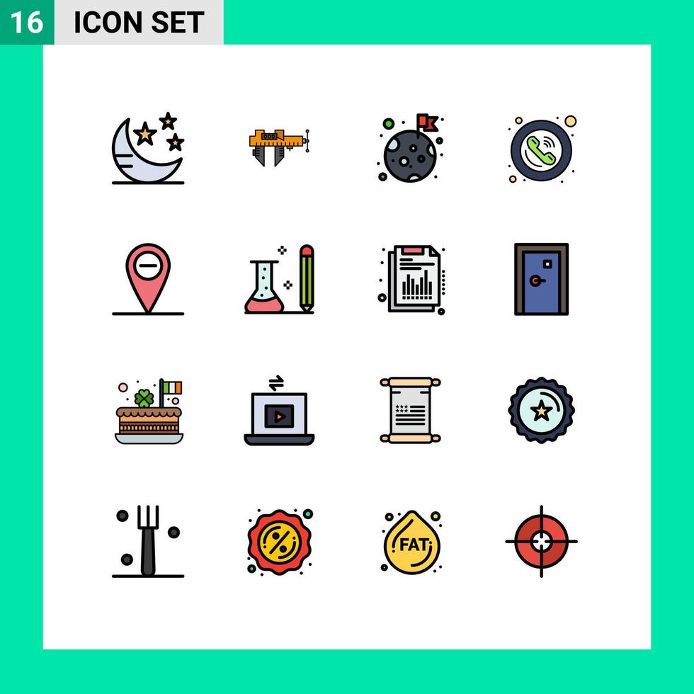 pacote de interface do usuário de 16 linhas básicas de cores planas preenchidas de elementos de design de vetores criativos editáveis de escala pública de telefone