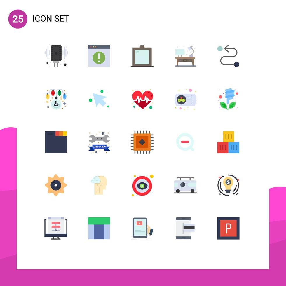 pacote de interface do usuário de 25 cores planas básicas de elementos de design de vetores editáveis de interior de casa de homem vivo de mesa