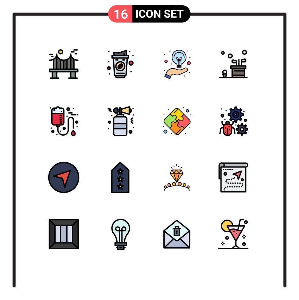 conjunto de 16 sinais de símbolos de ícones de interface do usuário modernos para esportes, golfe, bebida, idéia de caddy, elementos de design de vetor criativo editáveis