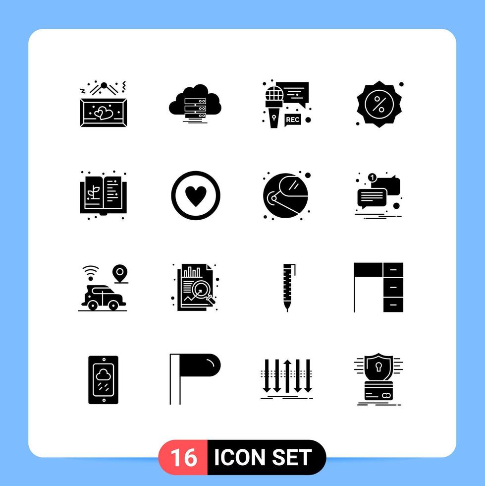 16 ícones criativos sinais e símbolos modernos de crachá de dados de comércio de loja gravando elementos de design vetorial editáveis vetor