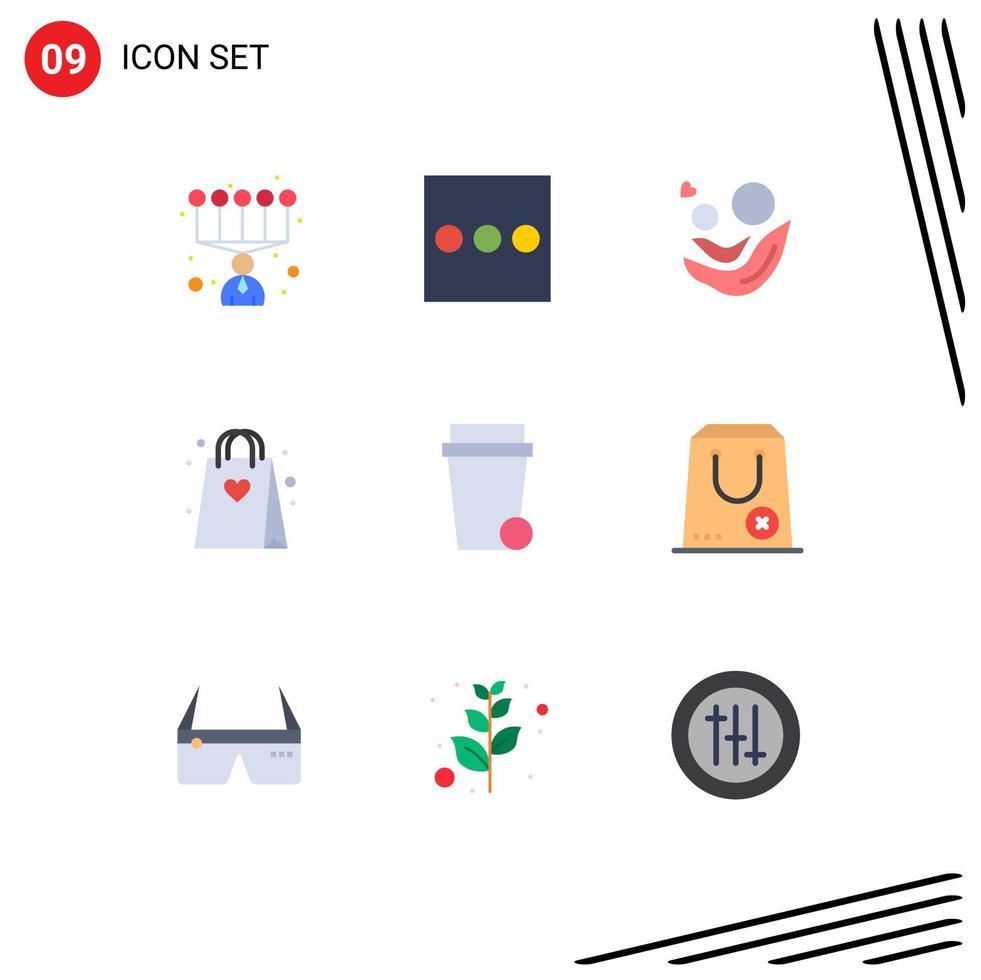 pacote de interface do usuário de 9 cores planas básicas de elementos de design de vetores editáveis de hobby de vidro de dia de sopa