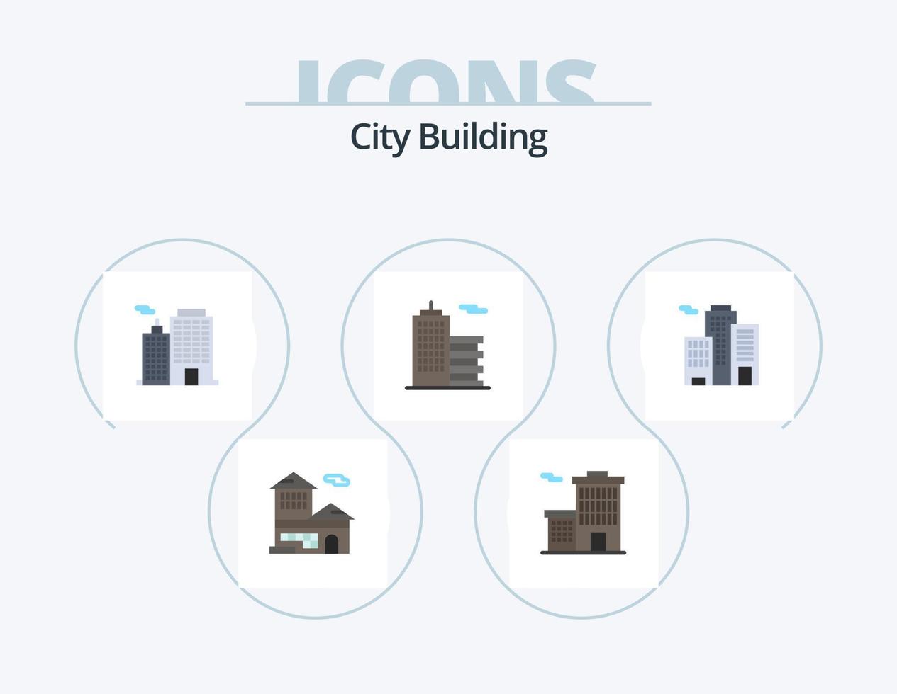 design de ícone plano de pacote de 5 ícones de construção de cidade. escritório. prédio. negócios. escritório. negócios vetor