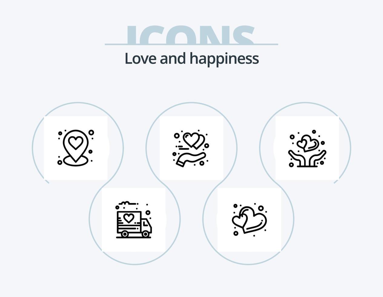 design de ícone do pacote de 5 ícones de linha de amor. coração rosa. móvel. foto. como. aplicativo vetor