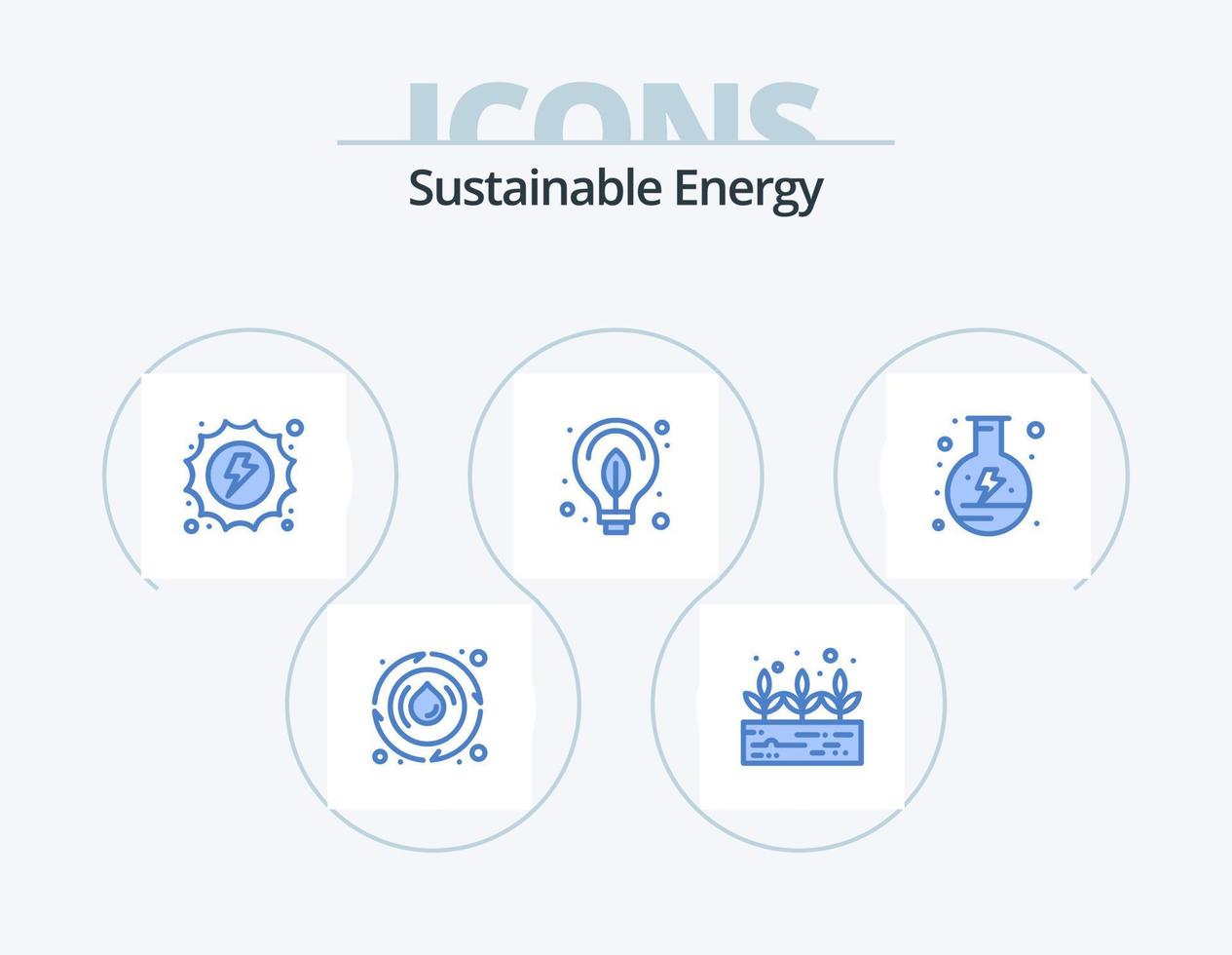 design de ícones do pacote de 5 ícones azuis de energia sustentável. frasco. energia. hidro. eletricidade. poder vetor