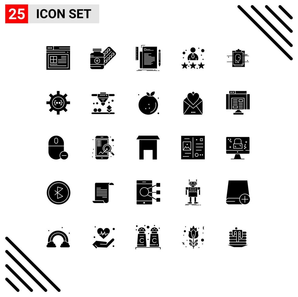25 ícones criativos sinais e símbolos modernos de classificação pessoa tablet funcionário programação elementos de design de vetores editáveis