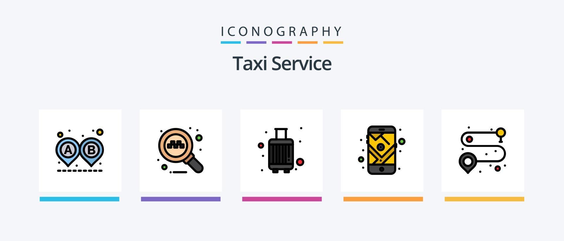 linha de serviço de táxi encheu o pacote de 5 ícones, incluindo gps. fumar. aeroporto. não. ponto de taxi. design de ícones criativos vetor