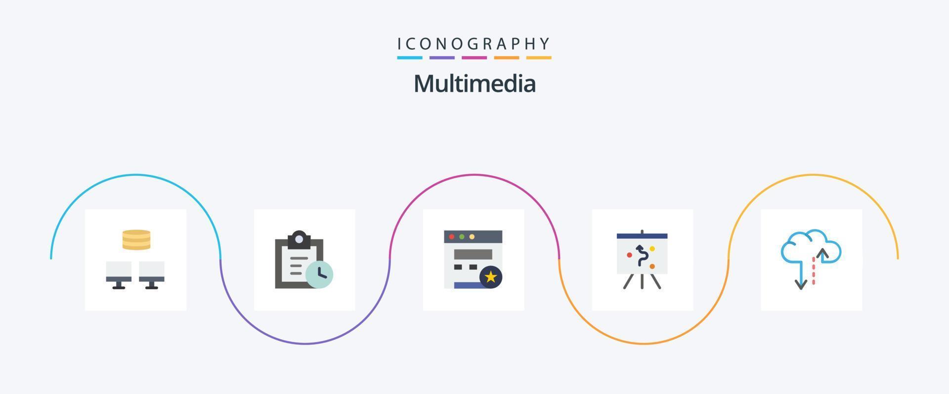 pacote de ícones multimídia flat 5 incluindo . local na rede Internet. tráfego. nuvem vetor