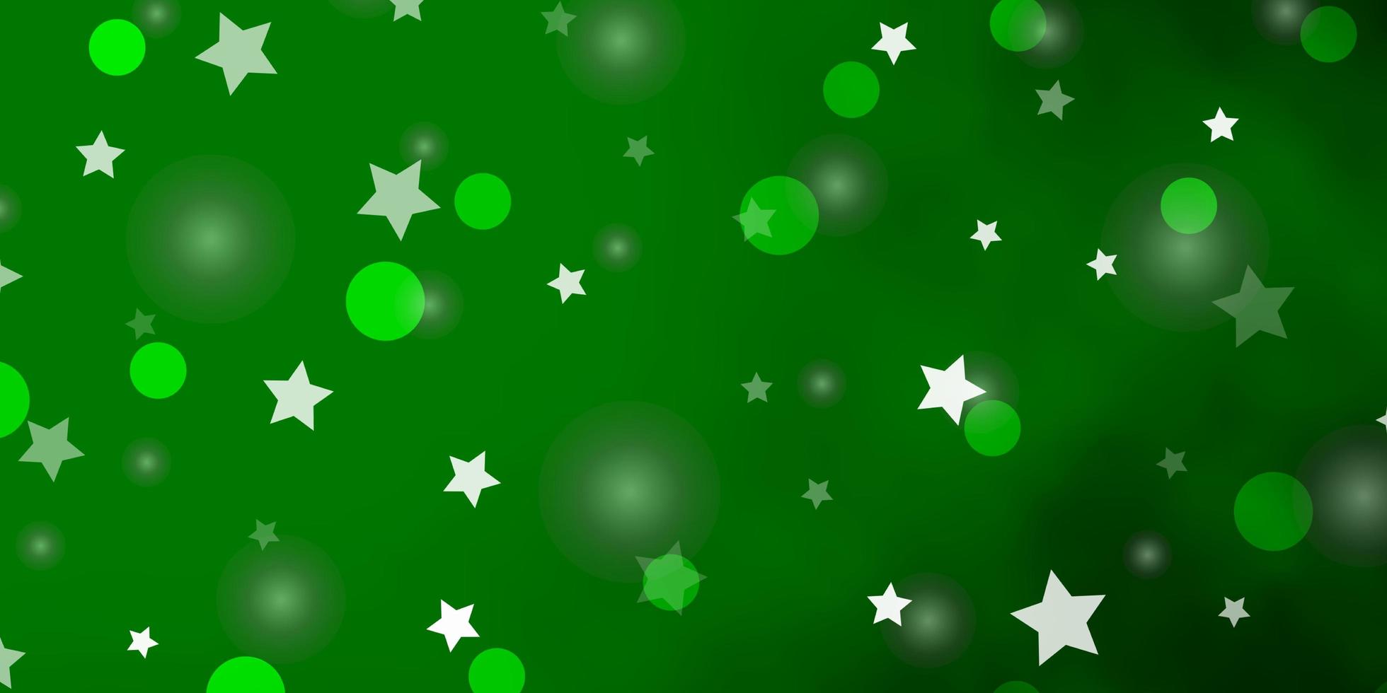 fundo verde claro do vetor com círculos, estrelas.