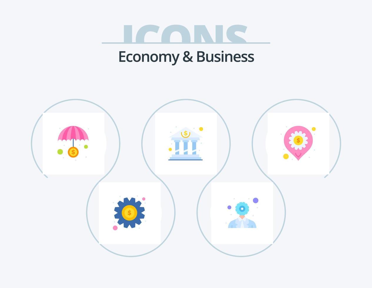 economia e negócios ícone plano pack 5 design de ícone. desenvolvimento. finança. capital. banco vetor