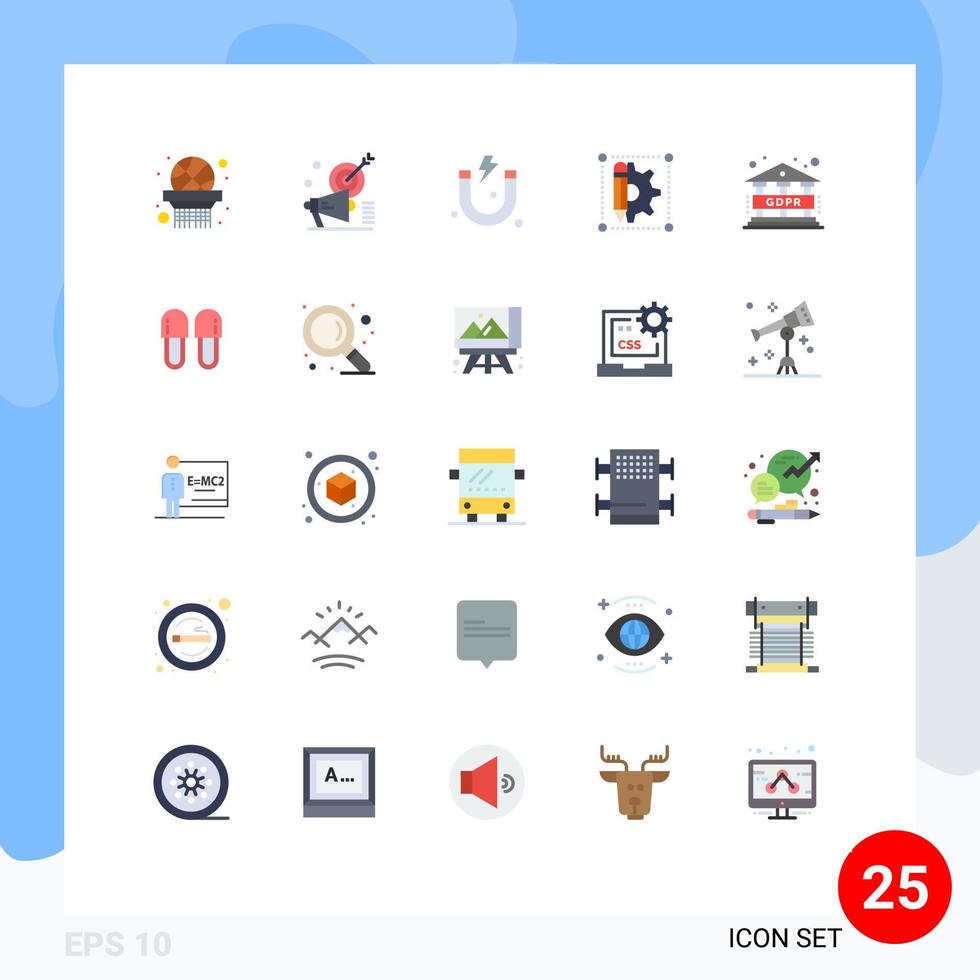 pacote de interface do usuário de 25 cores planas básicas de design de caneta de atração de dados de regulamentação elementos de design de vetores editáveis