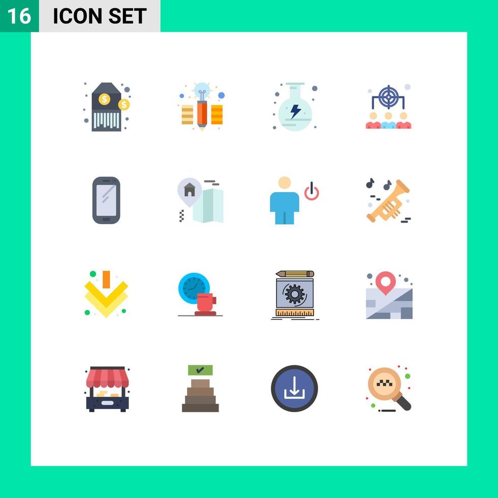 conjunto moderno de 16 cores planas e símbolos, como pacote editável de liderança de telefone inteligente huawei de elementos de design de vetores criativos
