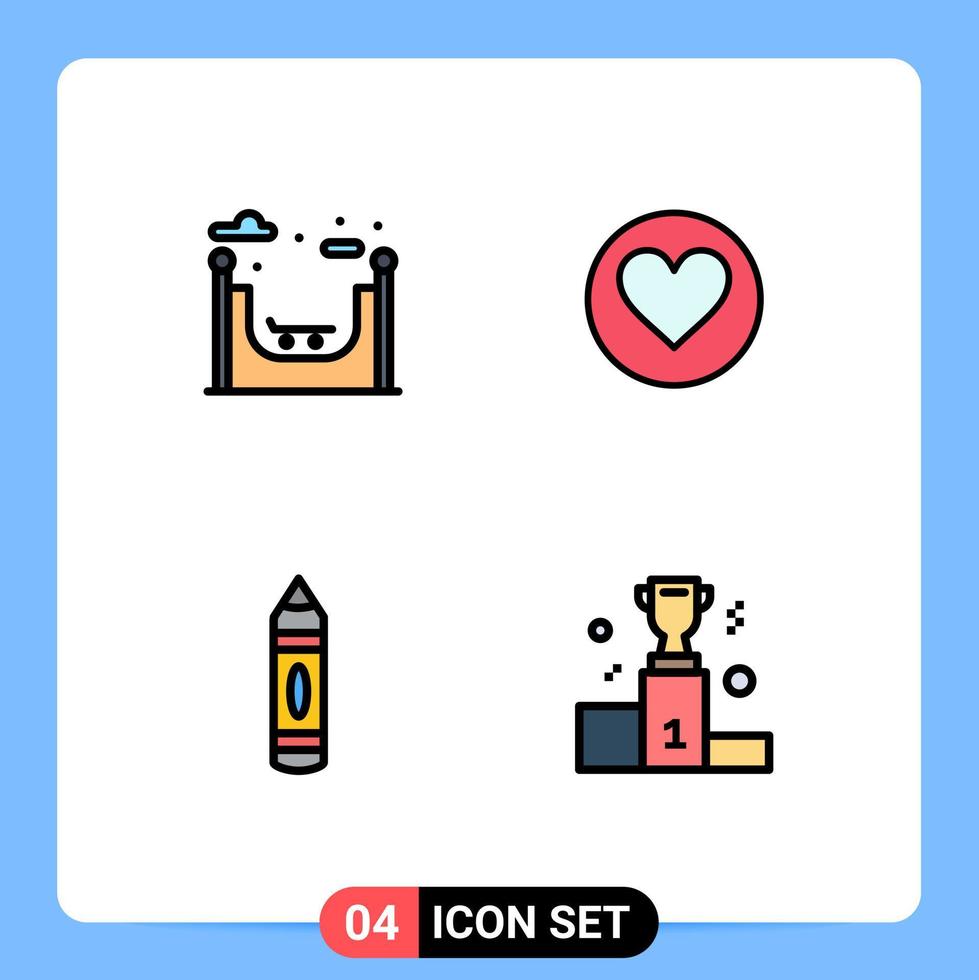 conjunto de 4 sinais de símbolos de ícones de interface do usuário modernos para elementos de design de vetor editável de prêmio de cack de amor de lápis de cidade