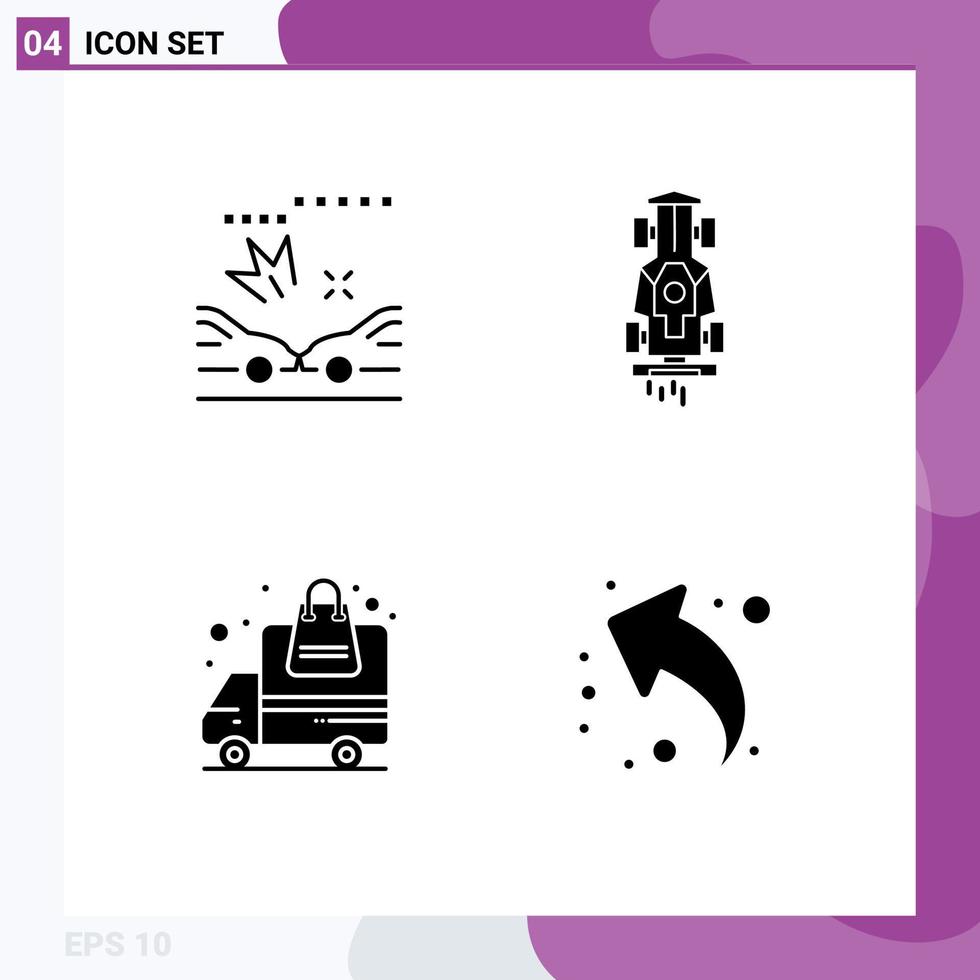 conjunto de sinais de símbolos de ícones de interface do usuário modernos para ordem de corrida de carro de transporte de carro elementos de design de vetores editáveis