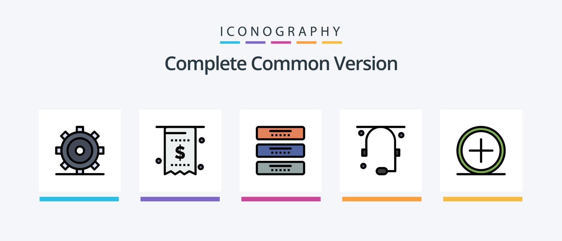 linha de versão comum completa cheia de 5 ícones, incluindo loja. carrinho. marketing. bolsa. carta. design de ícones criativos vetor