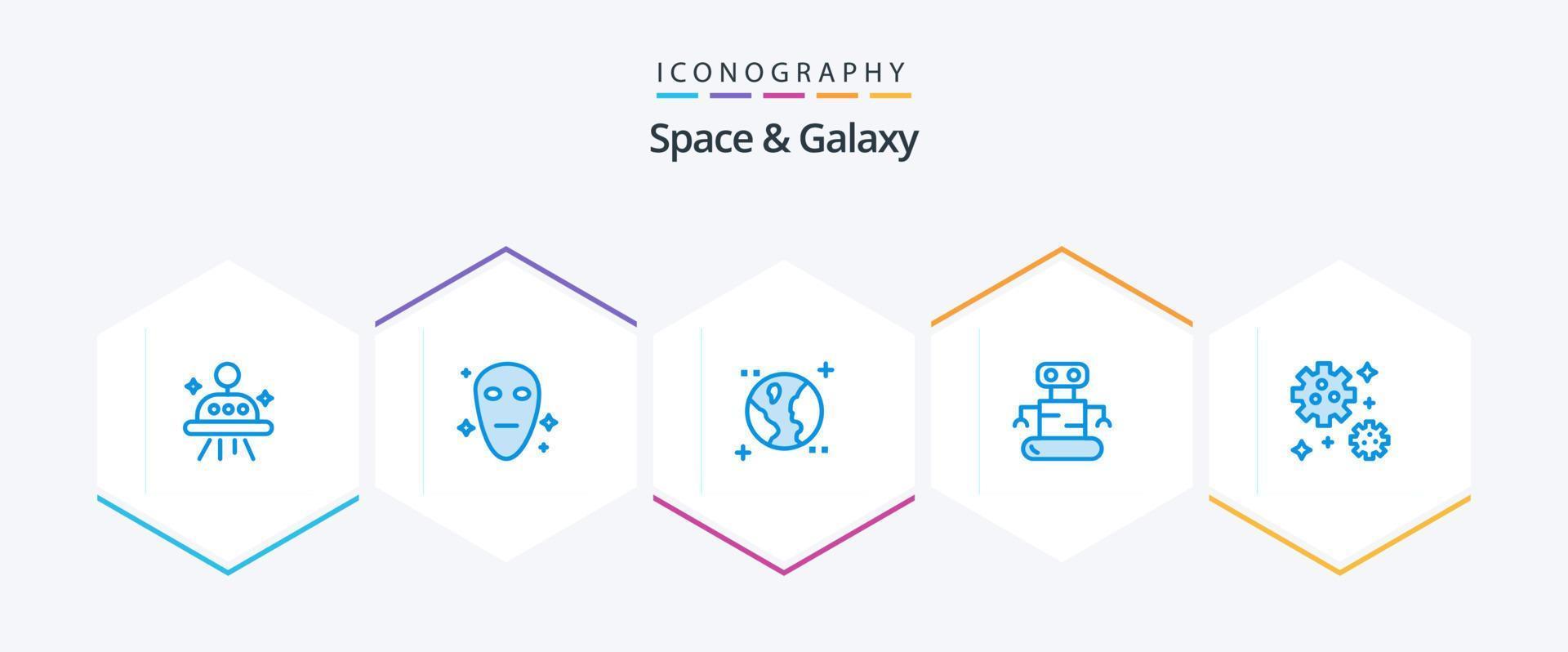 espaço e pacote de ícones azuis da galáxia 25, incluindo . . espaço. espaço. astronauta vetor