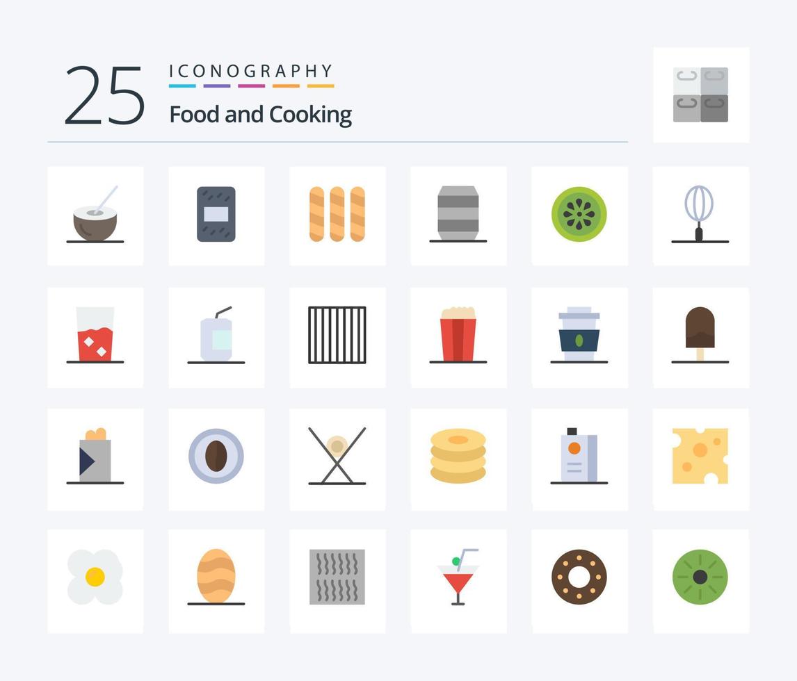 pacote de ícones de 25 cores planas de comida, incluindo comida. bebida. pão. comida. bebida vetor