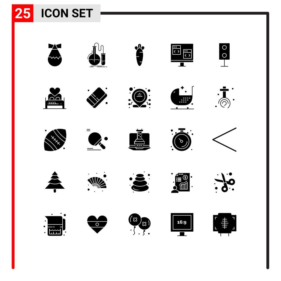 pacote de ícones vetoriais de estoque de 25 sinais e símbolos de linha para dispositivos desenvolver elementos de design de vetores editáveis de aplicativo de computador de cenoura
