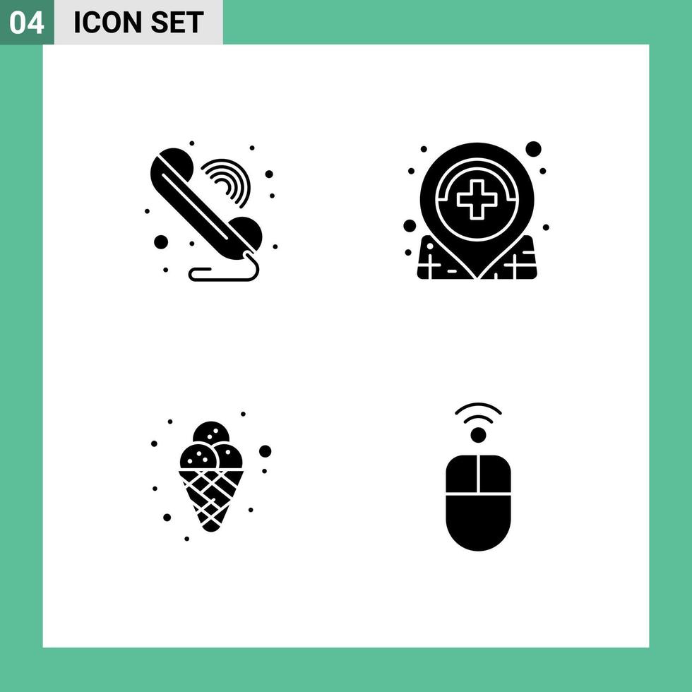 4 ícones criativos sinais modernos e símbolos de call cream wifi localização mardi gras elementos de design de vetores editáveis
