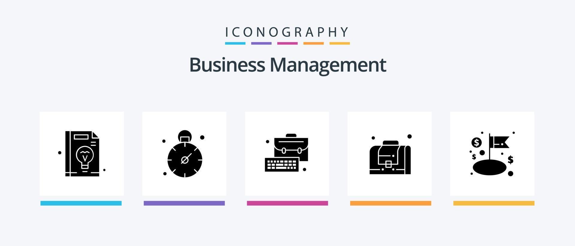 pacote de ícones de glyph 5 de gerenciamento de negócios, incluindo gerenciamento. bandeira. bolsa. dólar. gerenciamento. design de ícones criativos vetor