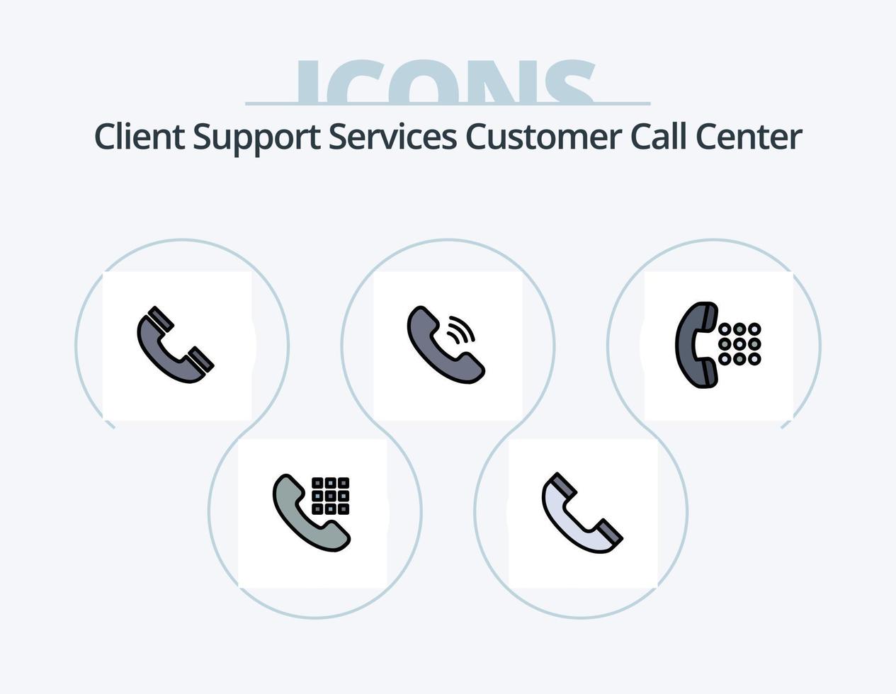 linha de chamada cheia ícone pack 5 design de ícone. contato. ligar de volta. chamar. telefone. anel vetor